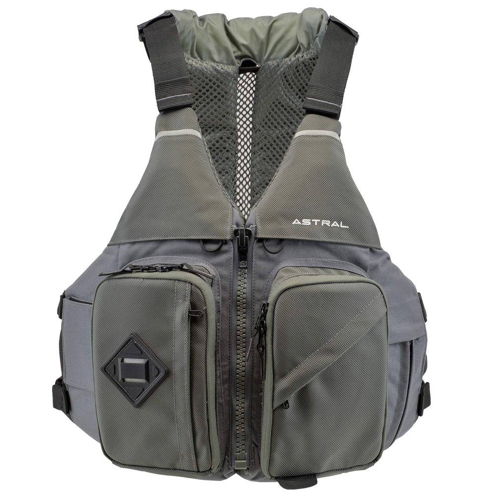 Astral Ronny Fisher Life Jacket PFD for Fishing, Recreation, and Touring Kayaking, Granite Gray, S/M