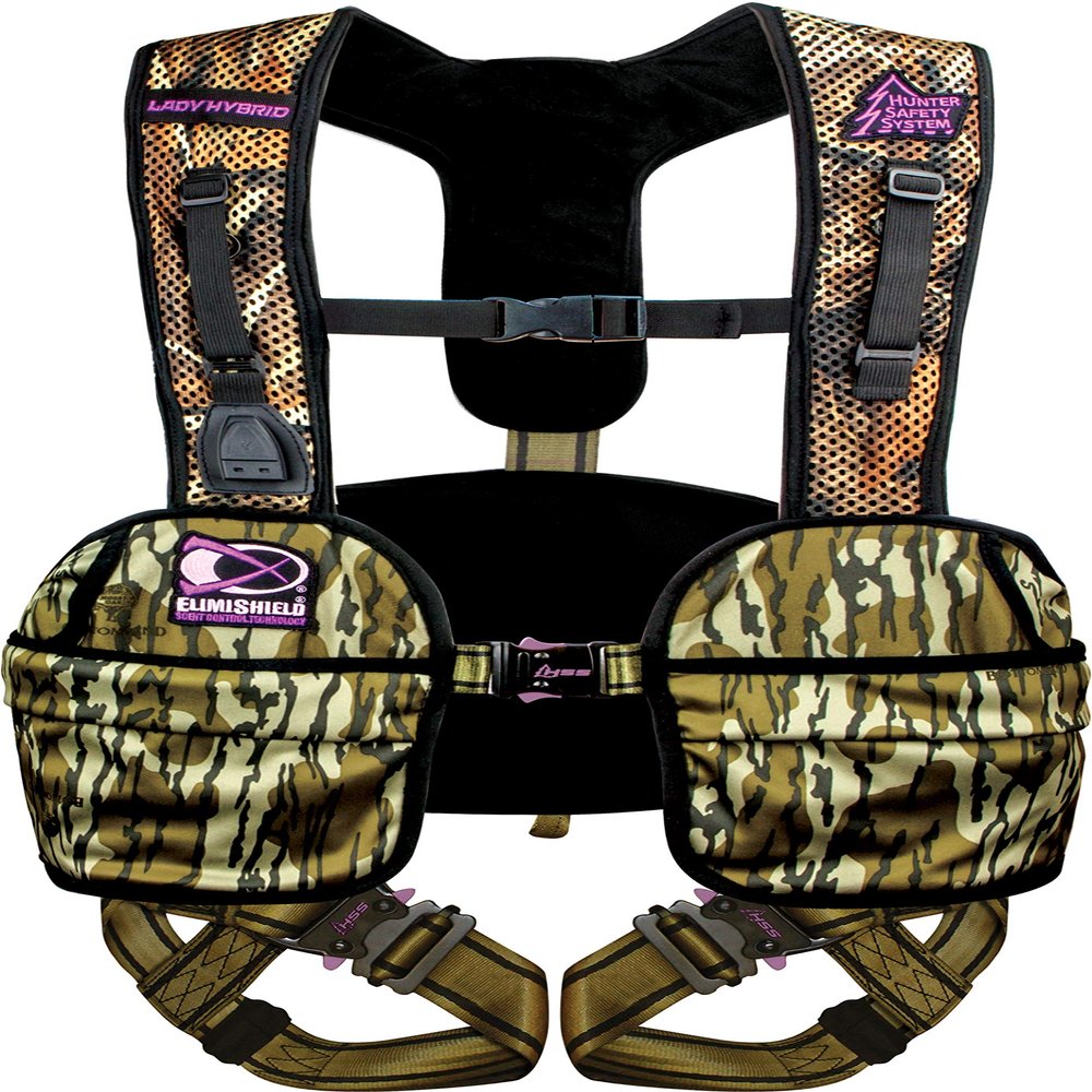 Hunter Safety System Lady Hybrid Treestand Safety Harness with ElimiShield Scent Control Technology, Mossy Oak, Medium/Large