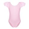 FEESHOW Girls' Flutter Ruffle Short Sleeve Gymnastics Ballet Dance Leotard Bodysuit for Toddler/Medium/Large Child Ruffle Sleeve Pink 3 view 1