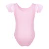 FEESHOW Girls' Flutter Ruffle Short Sleeve Gymnastics Ballet Dance Leotard Bodysuit for Toddler/Medium/Large Child Ruffle Sleeve Pink 3 view 2