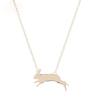 Stan-Deed Rabbit Necklace Charm Animal Running Bunny Pendant Lovely Jewelry for Women (Gold)