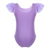FEESHOW Girls' Flutter Ruffle Short Sleeve Gymnastics Ballet Dance Leotard Bodysuit for Toddler/Medium/Large Child Ruffle Sleeve Lavender 3 view 2