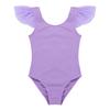 FEESHOW Girls' Flutter Ruffle Short Sleeve Gymnastics Ballet Dance Leotard Bodysuit for Toddler/Medium/Large Child Ruffle Sleeve Lavender 3 view 3