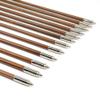 PG1ARCHERY Bamboo Arrows, 12 Pack Practice Target Arrow Handmade Self Nock Feather Fletched 6.2" Vane for Longbow Traditional & Recurve Bow Gray White view 4