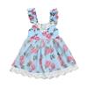 Moonker Girls Dresses,Toddler Baby Girl Summer Flower Print Lace Sleeveless Backless Vest Princess Dress 1-4 Years Old (Purple, 3-4 Years Old) view 2