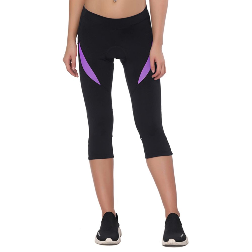 Santic Women's Bike Pants 4D Padded Cycling Capris Shorts 3/4 Biking Tights Bicycle Capris Purple