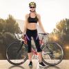 Santic Women's Bike Pants 4D Padded Cycling Capris Shorts 3/4 Biking Tights Bicycle Capris Purple view 3