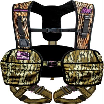 Hunter Safety System Lady Hybrid Treestand Safety Harness with ElimiShield Scent Control Technology, Mossy Oak, Small/Medium