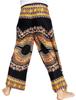 Full Funk Rayon Drive in Wrap Pants Open or Tied Legs African Dashiki Art, Small, Black Yellow view 2
