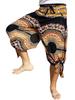 Full Funk Rayon Drive in Wrap Pants Open or Tied Legs African Dashiki Art, Small, Black Yellow view 3