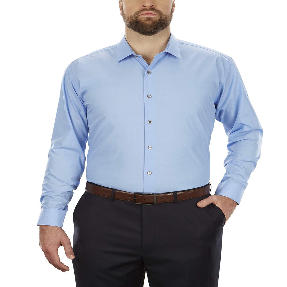 Kenneth Cole Unlisted Men's Dress Shirt Big and Tall Solid , Light Blue, 19" Neck 35"-36" Sleeve
