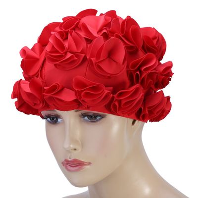 Swim for Women Swimming,Long Hair Swimming Women Adult Kids Retro Floral Petal Swimming Hats Fashion Elastic Long Hair Swim Bathing (Red) Flower Swimming Women Girls Kids Pet Swim