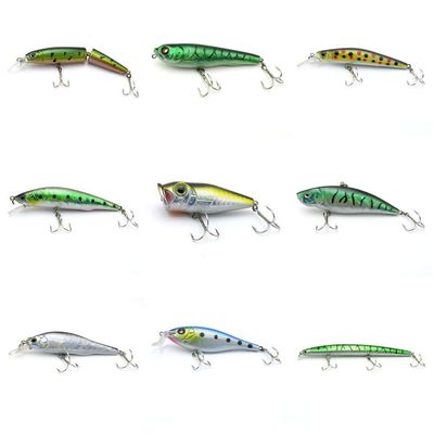 4044 Big One 9 Pieces Fishing Lures Crankbait Freshwater Saltwater Hard Baits Diving Topwater Floating Bass Lots 2487