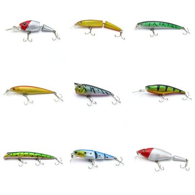 4044 Big One 9 Pieces Fishing Lures Crankbait Freshwater Saltwater Hard Baits Diving Topwater Floating Bass Lots 1501