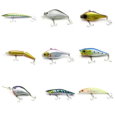 4044 Big One 9 Pieces Fishing Lures Crankbait Freshwater Saltwater Hard Baits Diving Topwater Floating Bass Lots 0141