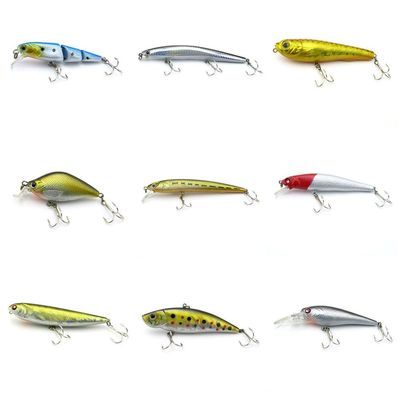 4044 Big One 9 Pieces Fishing Lures Crankbait Freshwater Saltwater Hard Baits Diving Topwater Floating Bass Lots 2948