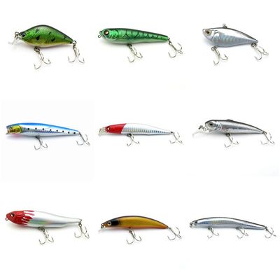 4044 Big One 9 Pieces Fishing Lures Crankbait Freshwater Saltwater Hard Baits Diving Topwater Floating Bass Lots 2355