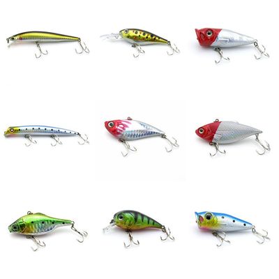 4044 Big One 9 Pieces Fishing Lures Crankbait Freshwater Saltwater Hard Baits Diving Topwater Floating Bass Lots 0382
