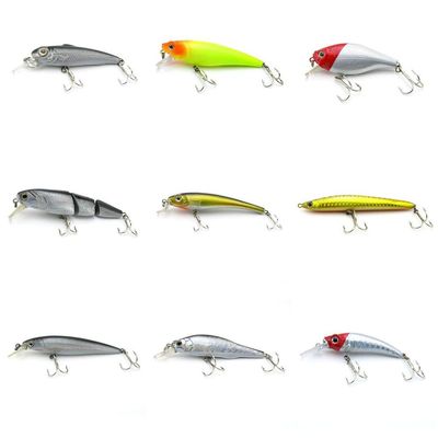 4044 Big One 9 Pieces Fishing Lures Crankbait Freshwater Saltwater Hard Baits Diving Topwater Floating Bass Lots 0880