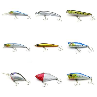 4044 Big One 9 Pieces Fishing Lures Crankbait Freshwater Saltwater Hard Baits Diving Topwater Floating Bass Lots 1141