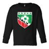 Tcombo Italy Soccer - Distressed Badge Long Sleeve Toddler Cotton Jersey Shirt (Black, 3T) view 1
