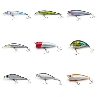 4044 Big One 9 Pieces Fishing Lures Crankbait Freshwater Saltwater Hard Baits Diving Topwater Floating Bass Lots 2710