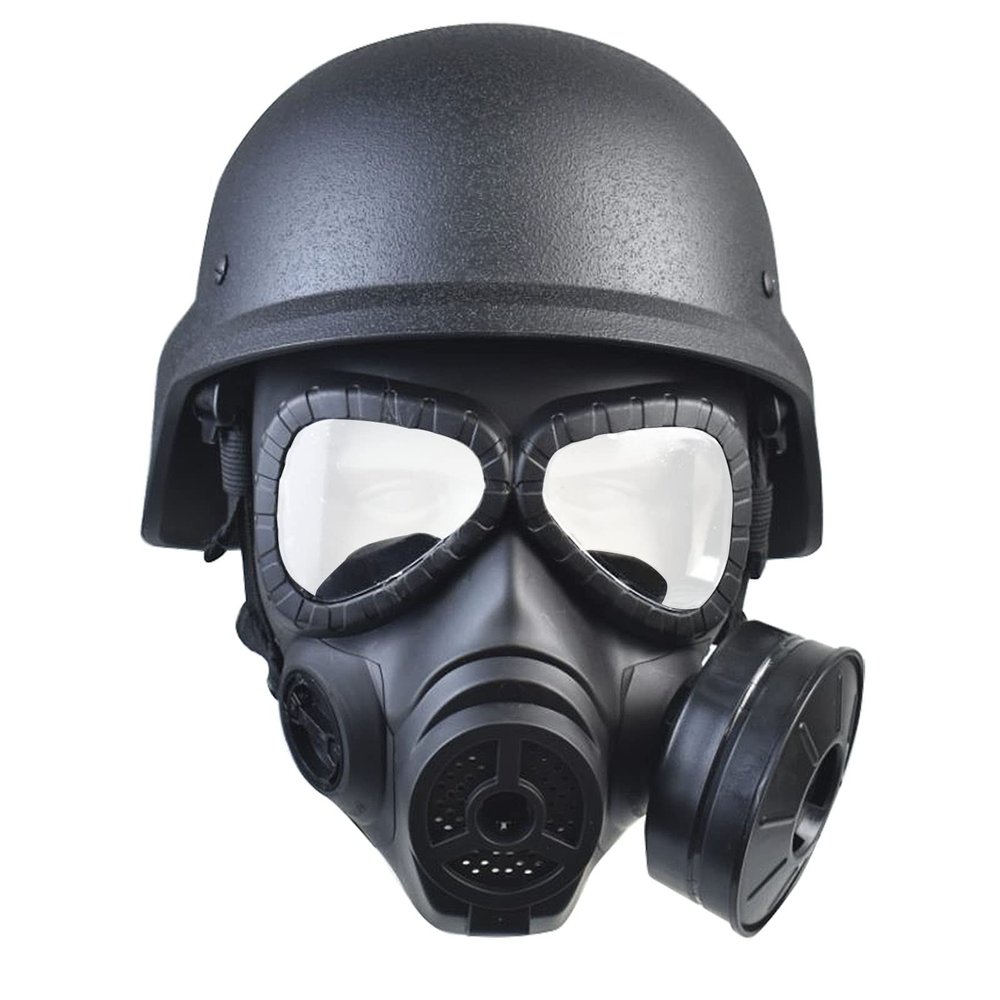 JFFCESTORE Airsoft Tactical Protective Mask M88 Helmet Full Face Eye Protection Skull CS Mask with Adjustable Strap One Size fits All for Airsoft BB Gun CS Game and Party (Black)