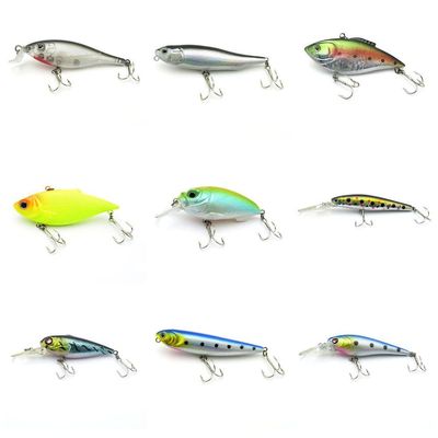 4044 Big One 9 Pieces Fishing Lures Crankbait Freshwater Saltwater Hard Baits Diving Topwater Floating Bass Lots 0540