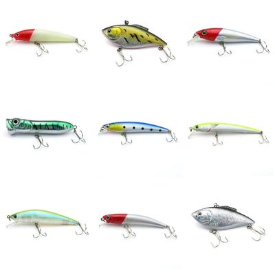 4044 Big One 9 Pieces Fishing Lures Crankbait Freshwater Saltwater Hard Baits Diving Topwater Floating Bass Lots 2673