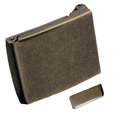 Antique Brass Distressed Military Flip Top Buckle 1.5 Width