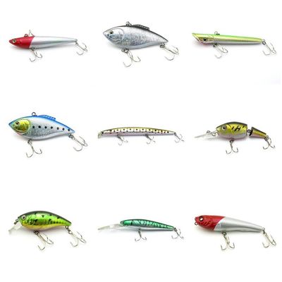 4044 Big One 9 Pieces Fishing Lures Crankbait Freshwater Saltwater Hard Baits Diving Topwater Floating Bass Lots 2458