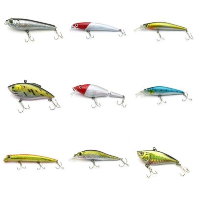 4044 Big One 9 Pieces Fishing Lures Crankbait Freshwater Saltwater Hard Baits Diving Topwater Floating Bass Lots 0617