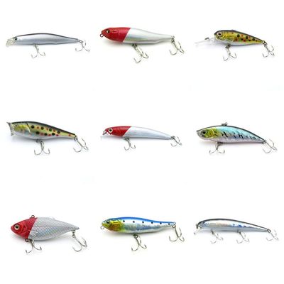 4044 Big One 9 Pieces Fishing Lures Crankbait Freshwater Saltwater Hard Baits Diving Topwater Floating Bass Lots 2802