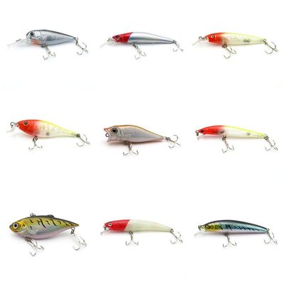4044 Big One 9 Pieces Fishing Lures Crankbait Freshwater Saltwater Hard Baits Diving Topwater Floating Bass Lots 0678