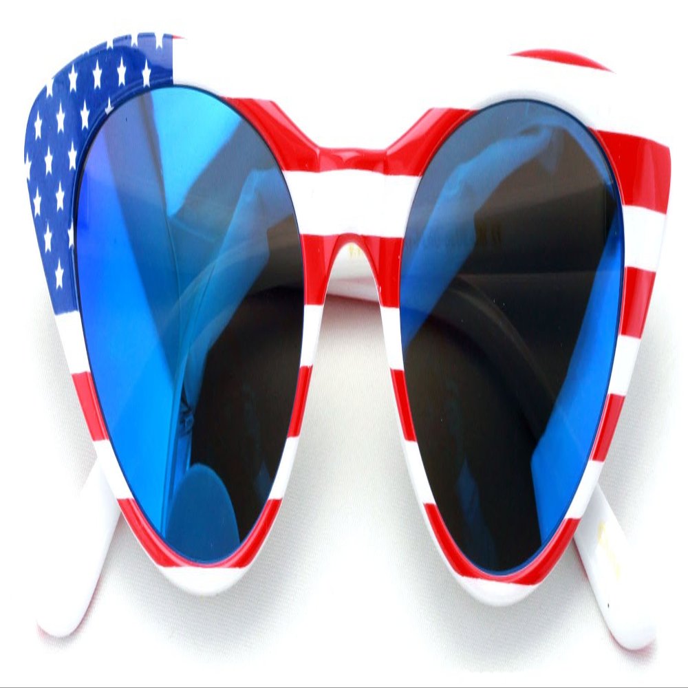 USA American Flag Female Slim Cateye Vintage Reading Sunglasses Women Teen (Ice Mirror)