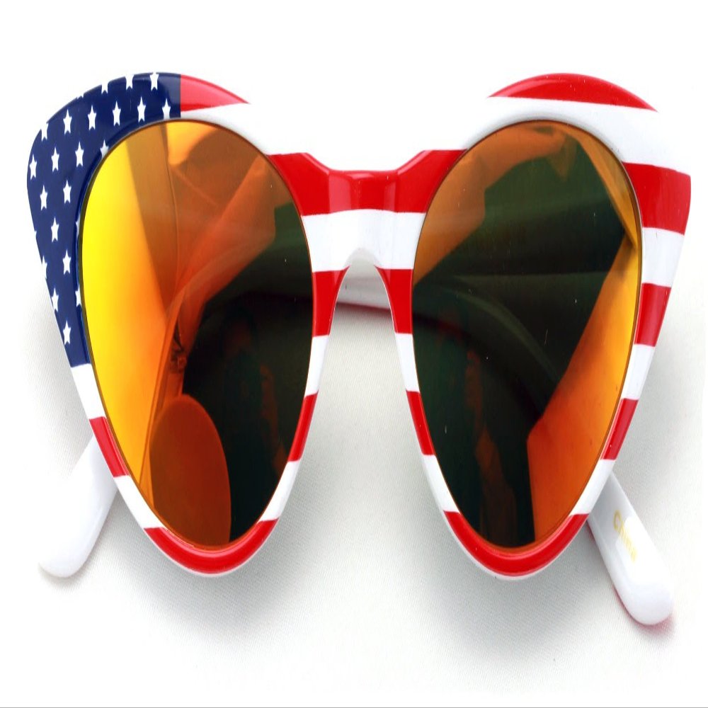USA American Flag Female Slim Cateye Vintage Reading Sunglasses Women Teen (Fire Mirror)