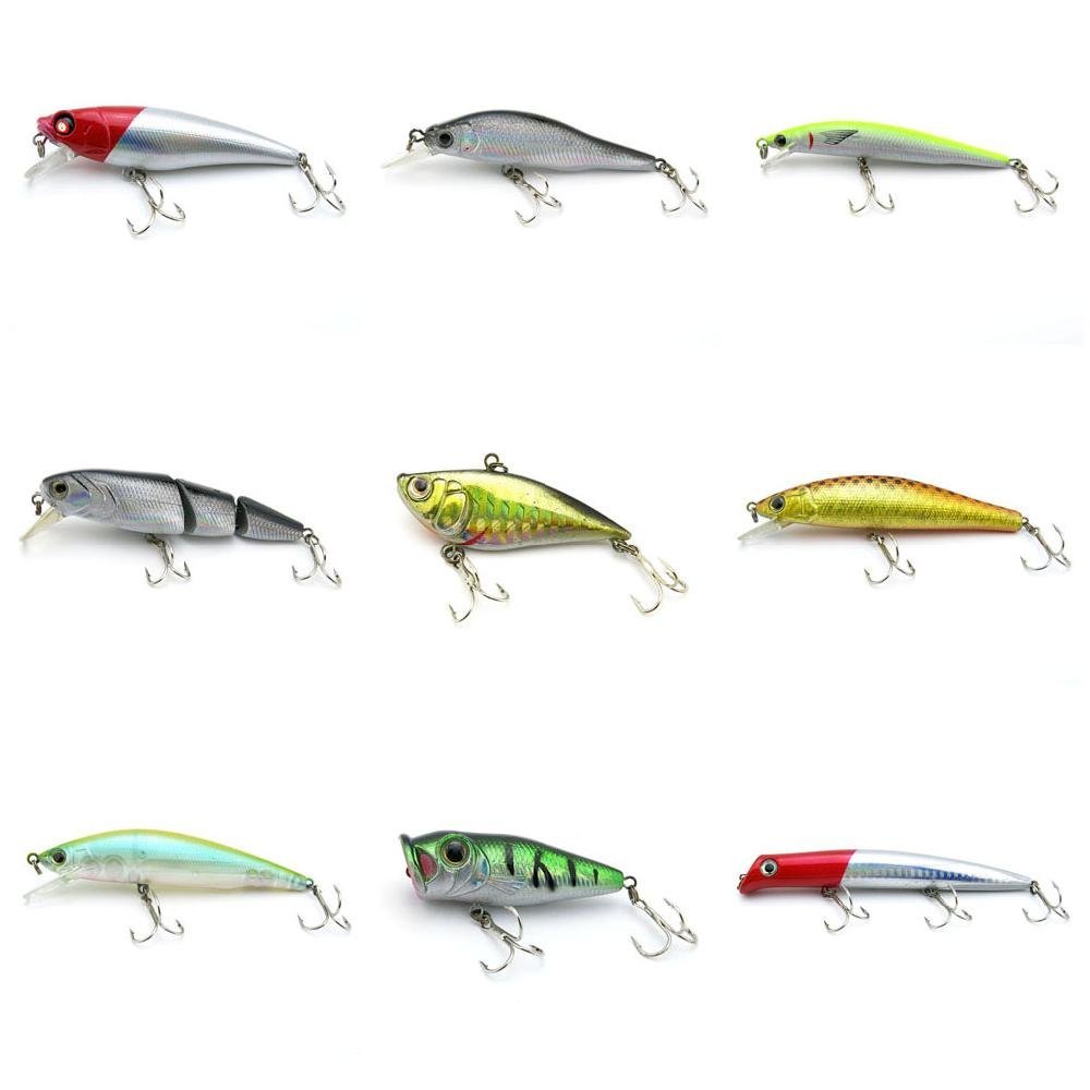 4044 Big One 9 Pieces Fishing Lures Crankbait Freshwater Saltwater Hard Baits Diving Topwater Floating Bass Lots 2968
