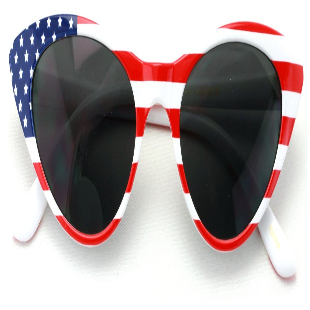 USA American Flag Female Slim Cateye Vintage Reading Sunglasses Women Teen (Black)