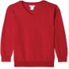 Amazon Essentials Unisex Toddlers' Uniform Cotton V-Neck Sweater, Red Heather, 4T view 1