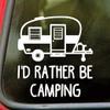 Minglewood Trading I'd Rather Be Camping Vinyl Decal Sticker 5" x 5.5" Outdoor Adventure Car Window Graphic Waterproof Die Cut Camper Tent Hiking RV Travel Sticker - Orange view 1