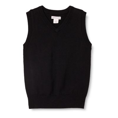 Amazon Essentials Toddler Boys' School Uniform Cotton V-Neck Sweater Vest, Black, 4T