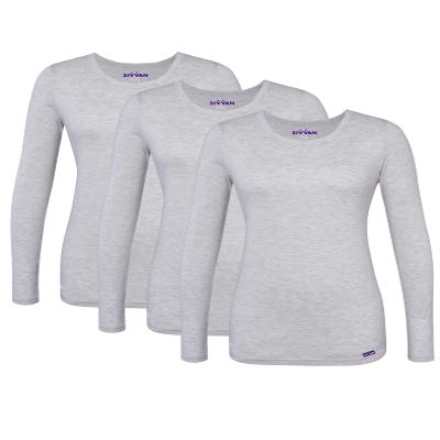 Sivvan Scrubs for Women - Long Sleeve Comfort Underscrub Tee 3-Pack - S85003 - Marl Gray - M