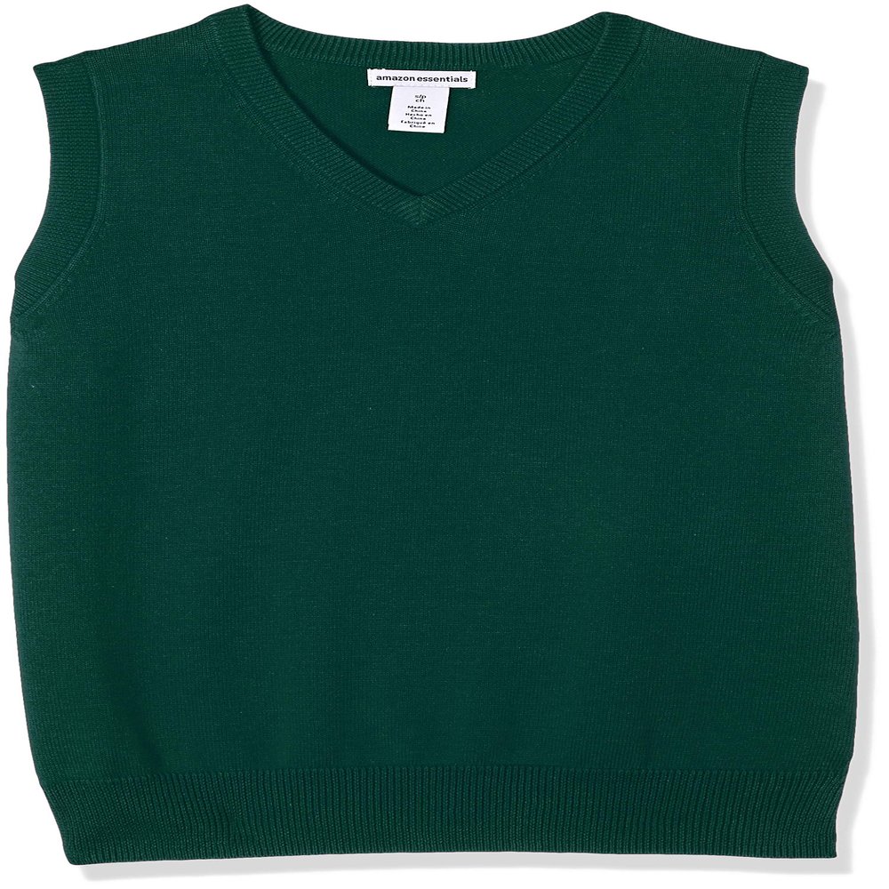 Amazon Essentials Toddler Boys' School Uniform Cotton V-Neck Sweater Vest, Green, 2T