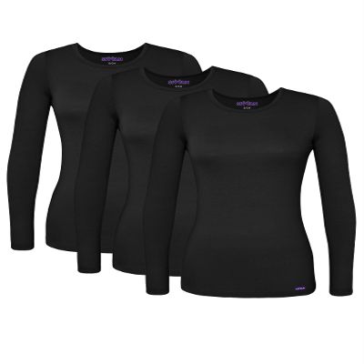 Sivvan Scrubs for Women - Long Sleeve Comfort Underscrub Tee 3-Pack - S85003 - Black - S