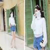 Cooling Arm Sleeve Face Anti UV Dust for Riding Driving Beach Coverup Sun Protection for Women Girl White view 3
