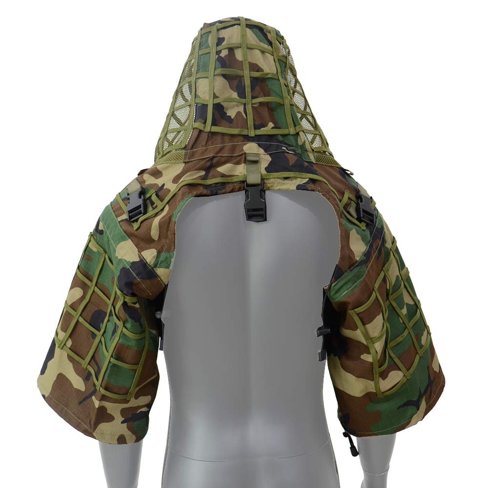 LytHarvest Sniper Ghillie Suit Foundation, Ripstop, Camouflage Tactical Ghillie Hood (Woodland)