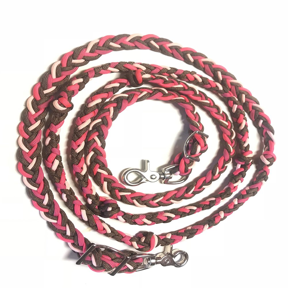 paracord barrel reins hand braided 6' to 8' barrel reins plaited