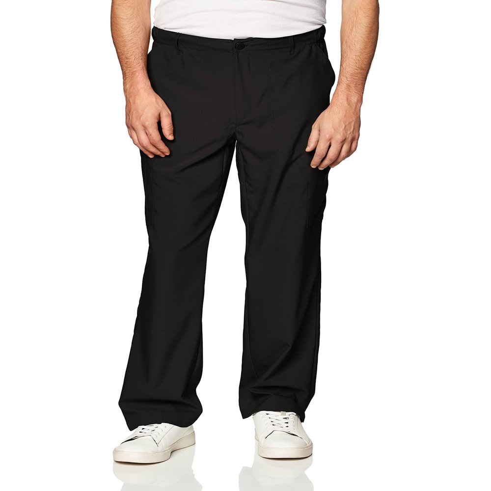 WonderWink W123 Mens Flat-Front Cargo Pant Black, XS Short