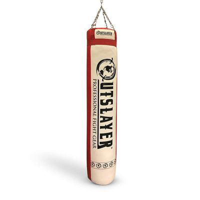 Outslayer Punching Bag 6ft 130 Pounds Muay Thai Heavy Bag Filled Kickboxing Punch Bag (Beige/Red)