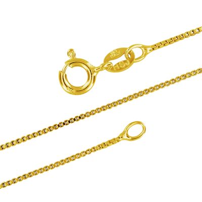 14kt Yellow Gold Plated Sterling Silver 1mm Box Chain Necklace  Thin Dainty Chain Necklace for Women  Nickel-Free  Made in Italy  30 Inch